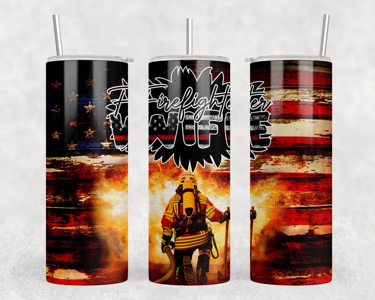 Firefighter Wife|Skinny Tumbler|Optional Bluetooth Speaker| Speaker Color Varies by Rowdy Ridge Co