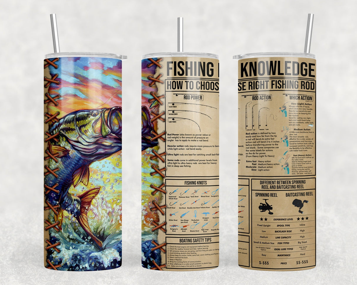 Fishing Knowledge|Skinny Tumbler|Optional Bluetooth Speaker| Speaker Color Varies by Rowdy Ridge Co