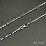 Sterling Silver 925 Round Franco Chain 1.7MM, 16"-24", Square Box Chain Necklace, Italian Made Sterling Silver 925 Unisex Chain by Donatello Gian