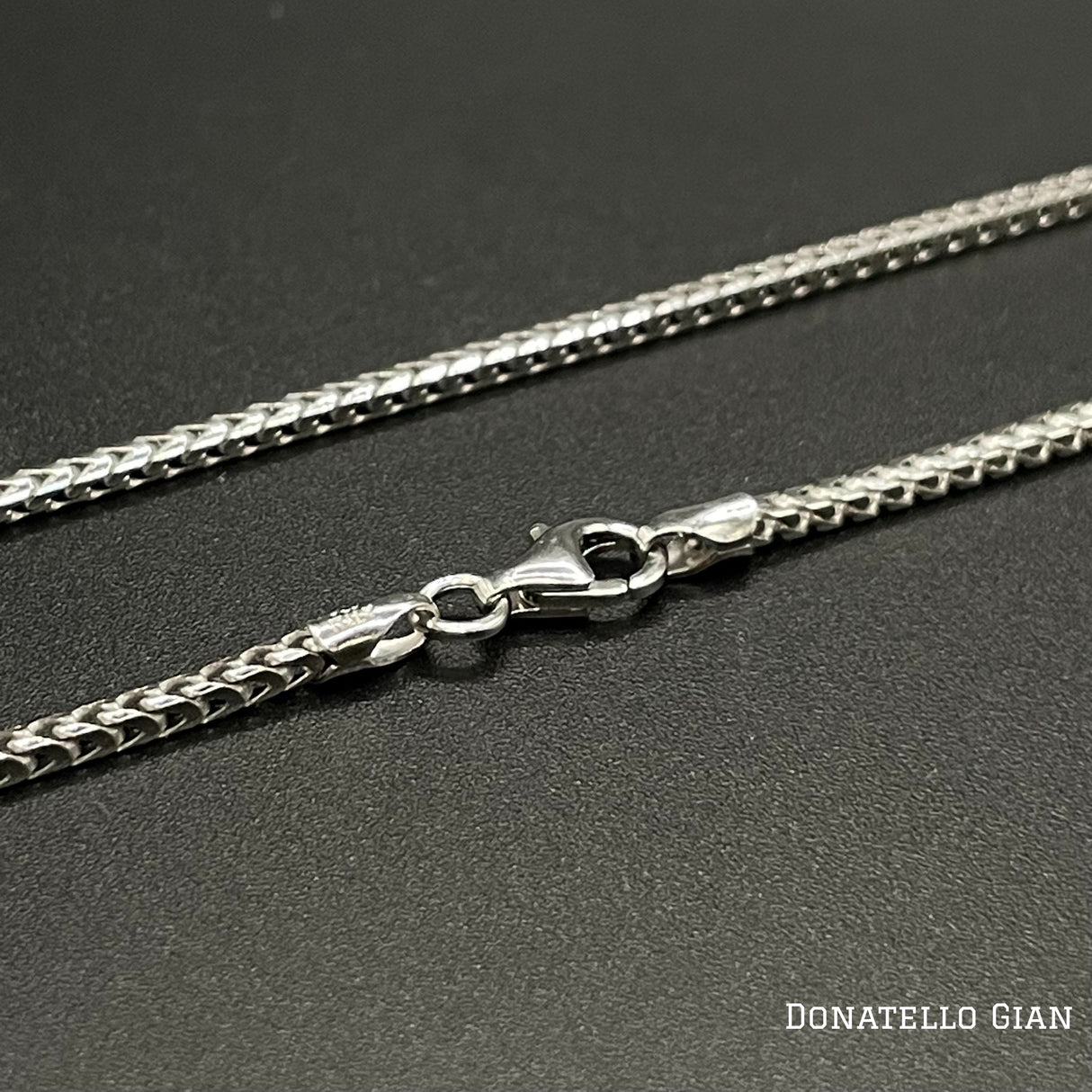 Sterling Silver 925 Round Franco Chain 1.7MM, 16"-24", Square Box Chain Necklace, Italian Made Sterling Silver 925 Unisex Chain by Donatello Gian