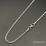 Sterling Silver 925 Round Franco Chain 1.7MM, 16"-24", Square Box Chain Necklace, Italian Made Sterling Silver 925 Unisex Chain by Donatello Gian