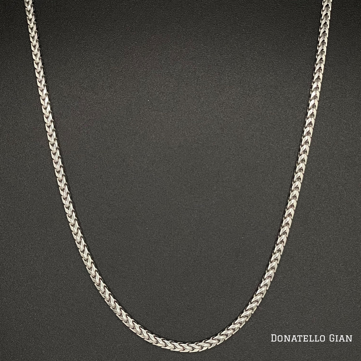 Sterling Silver 925 Franco Chain 2.5MM, 16"-24", Square Box Chain Necklace, Italian Made Sterling Silver 925 Unisex Chain by Donatello Gian