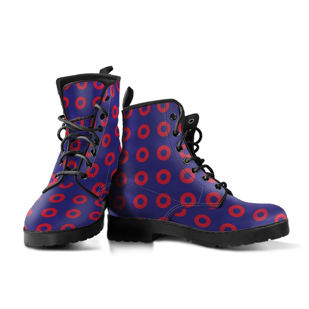 Phish  Memory Foam Boots | All Season Lace Up Boots | Vegan Leather Combat Boot | Band Fishman Donuts by Manifestie