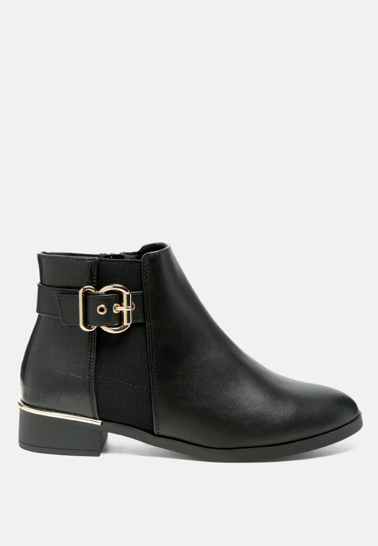 frothy buckled ankle boots with croc detail by London Rag