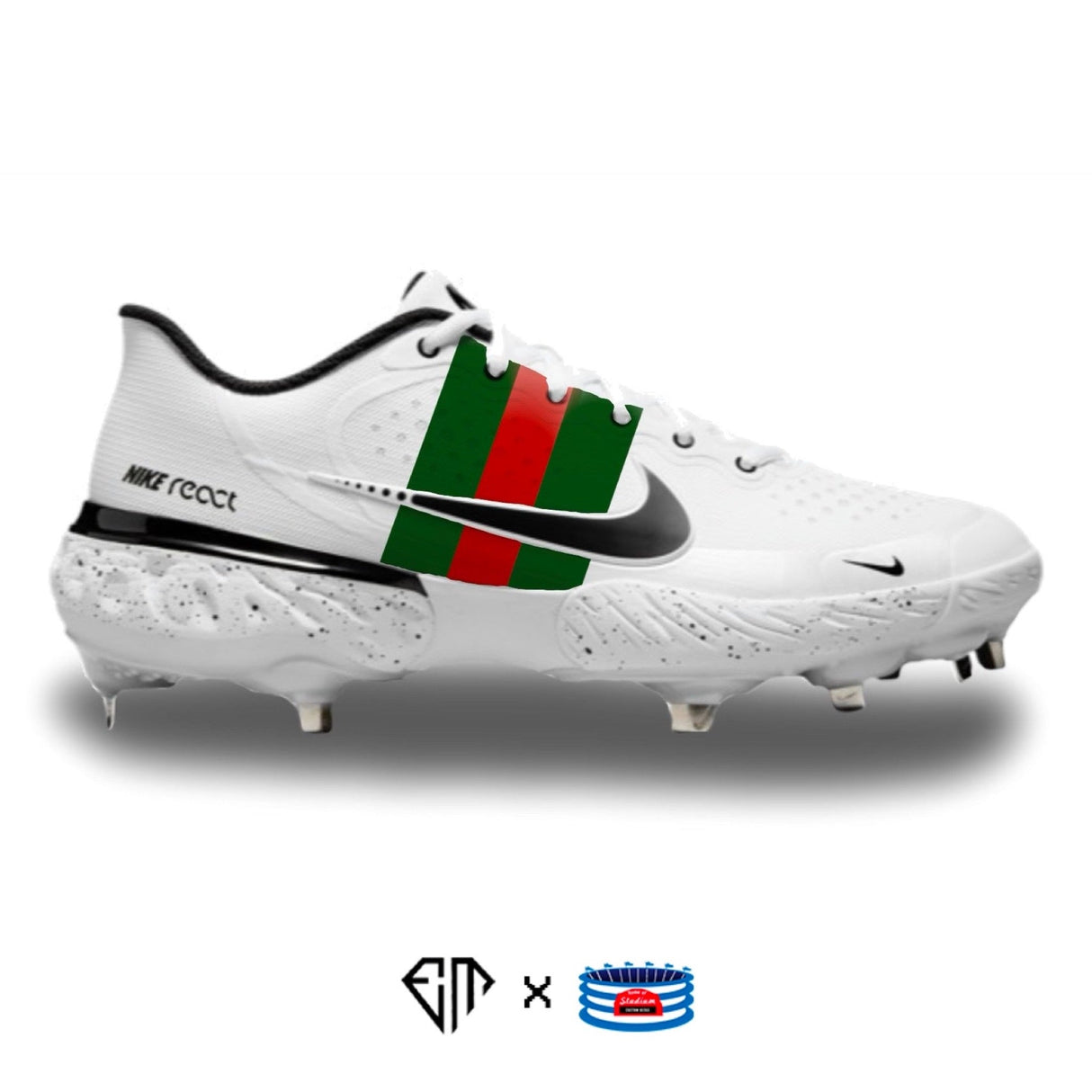 "G Stripes" Nike Alpha Huarache Elite 3 Low Cleats by Stadium Custom Kicks