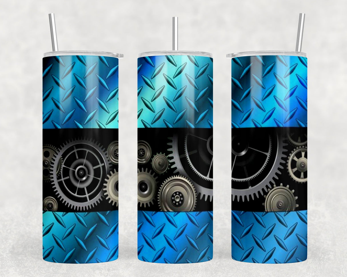 Gears|Skinny Tumbler|Optional Bluetooth Speaker| Speaker Color Varies by Rowdy Ridge Co