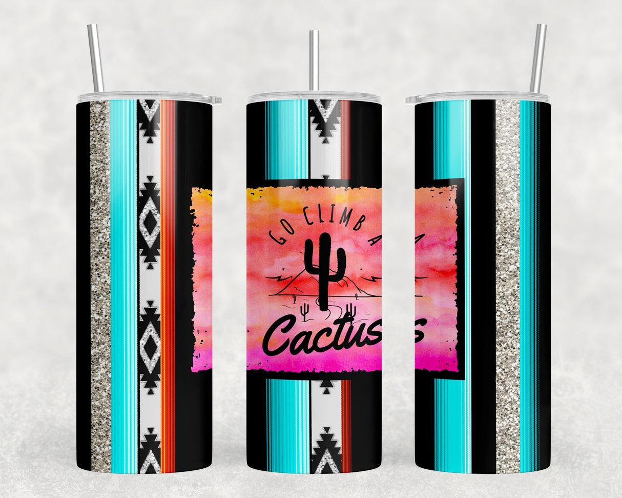 Go Climb A Cactus - 20 oz Steel Skinny Tumbler - Optional Blue Tooth Speaker - Speaker Color will Vary by Rowdy Ridge Co