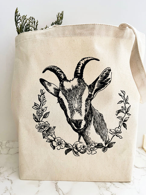 Goat Farmer's Market Tote by The Coin Laundry Print Shop
