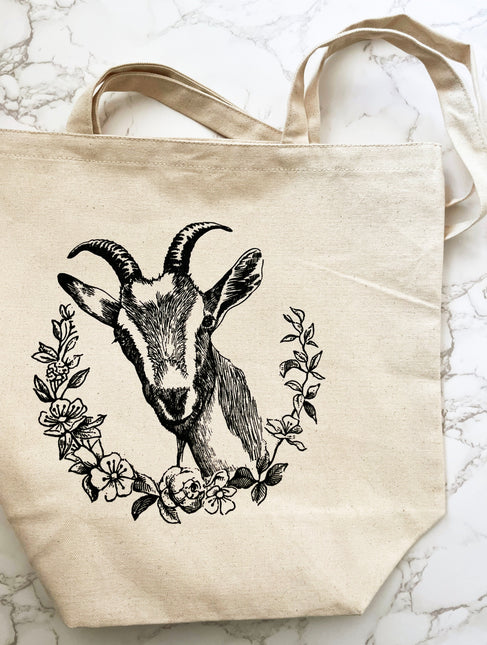 Goat Farmer's Market Tote by The Coin Laundry Print Shop