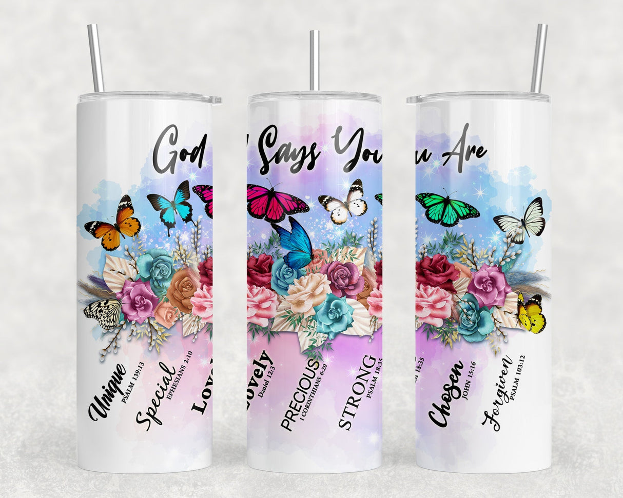 God Says You Are|Skinny Tumbler|Optional Bluetooth Speaker| Speaker Color Varies by Rowdy Ridge Co