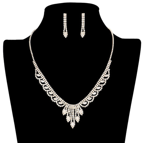 CZ Marquise Stone Accented Necklace Earring Set by Madeline Love