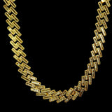 19mm Diamond Baguette Cuban Chain in Yellow Gold by Custom Gold Grillz