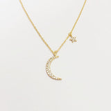 Gold Moon and Star Necklace for Women by Hollywood Sensation®