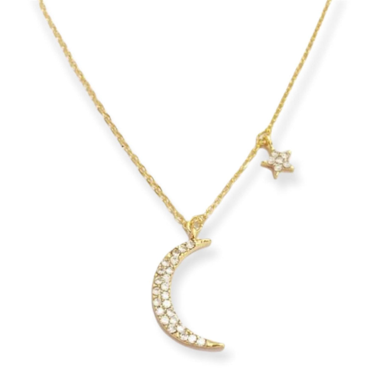 Gold Moon and Star Necklace for Women by Hollywood Sensation®