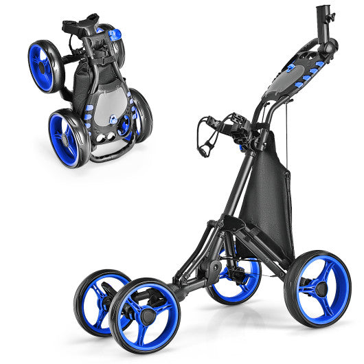 Golf Push Pull Cart with Foot Brake-Blue