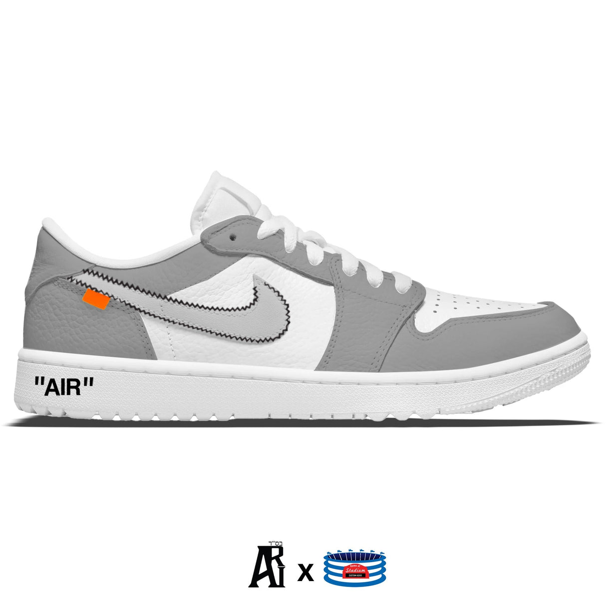 "Gray Force OW" Jordan 1 Golf Shoes by Stadium Custom Kicks