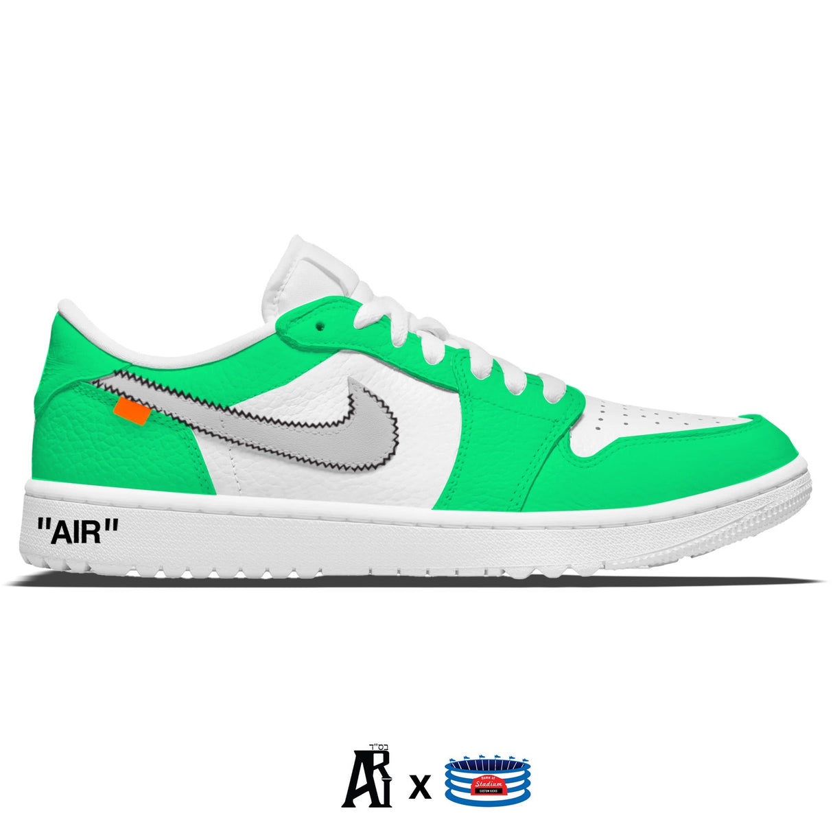 "Green Force OW" Jordan 1 Golf Shoes by Stadium Custom Kicks