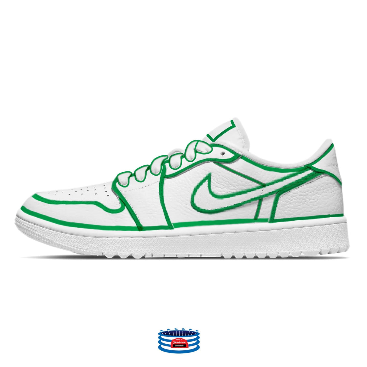 "Green Lines" Jordan 1 Golf Shoes by Stadium Custom Kicks