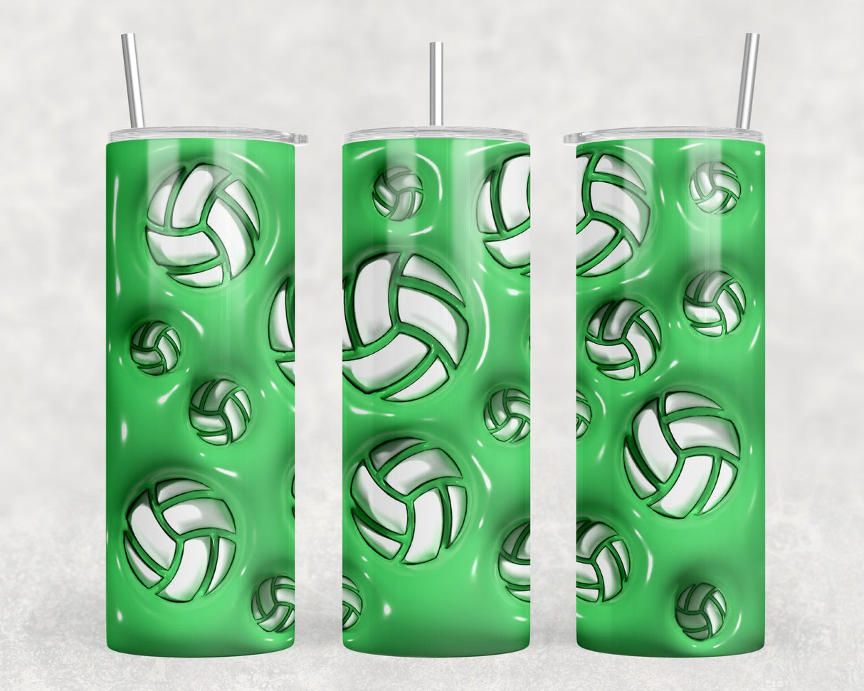 Green Volleyball|Skinny Tumbler|Optional Bluetooth Speaker| Speaker Color Varies by Rowdy Ridge Co