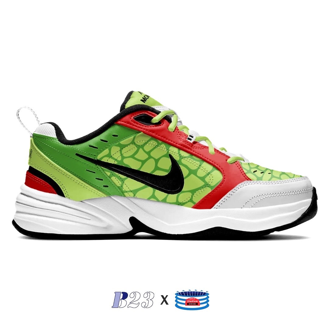 "Grinch" Nike Air Monarch Shoes by Stadium Custom Kicks