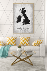 Couples United Kingdom Map with Special Dates & Heart Personalised 2022 Wall Decor Print with 10 New Styles by WinsterCreations™ Official Store