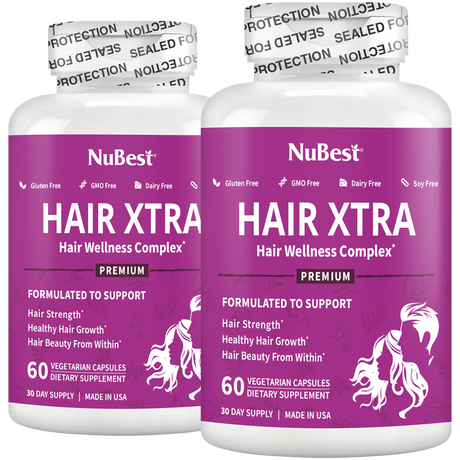 Hair Xtra, Premium Hair Growth Support for Men & Women, 60 Vegan Capsules by NuBest Nutrition®