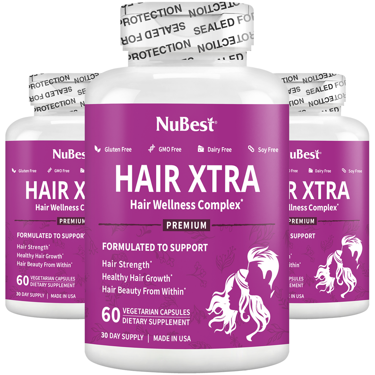 Hair Xtra, Premium Hair Growth Support for Men & Women, 60 Vegan Capsules by NuBest Nutrition®