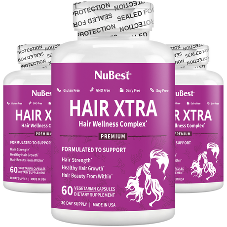 Hair Xtra, Premium Hair Growth Support for Men & Women, 60 Vegan Capsules by NuBest Nutrition®