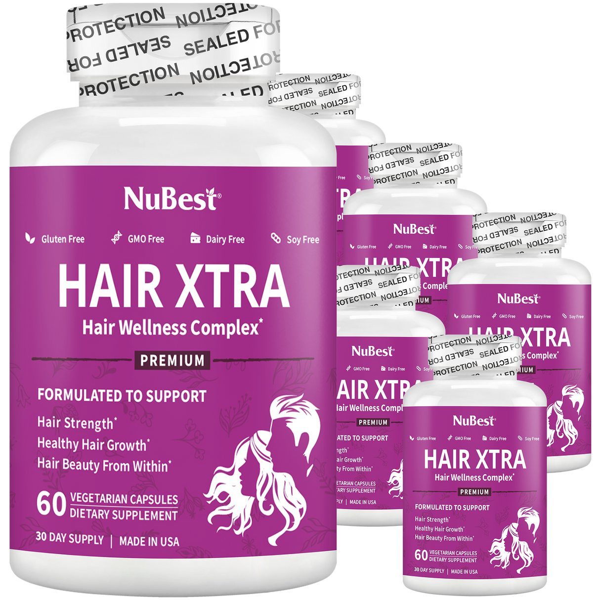 Hair Xtra, Premium Hair Growth Support for Men & Women, 60 Vegan Capsules by NuBest Nutrition®