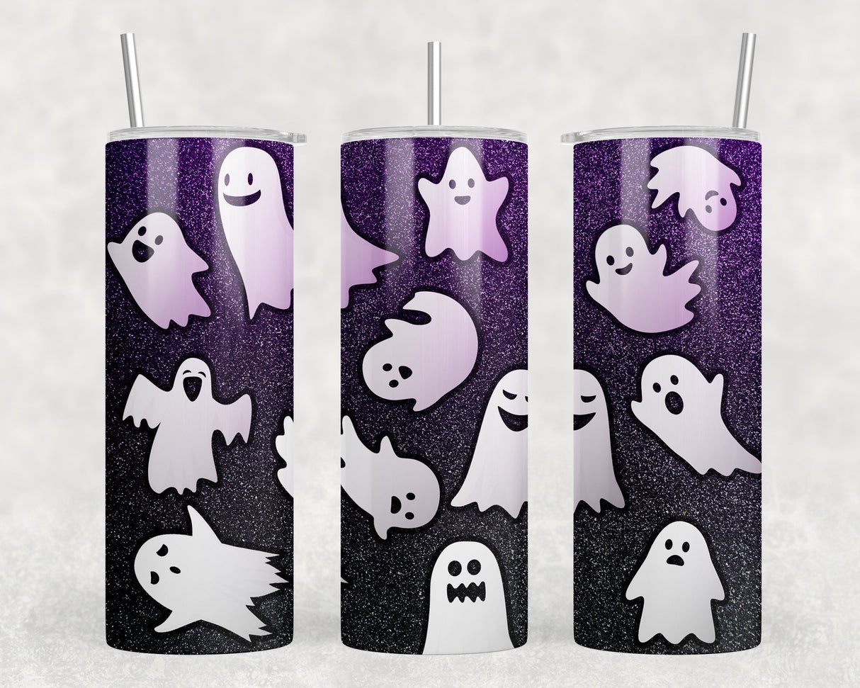 Halloween Ghosts - 20 oz Steel Skinny Tumbler - Optional Blue Tooth Speaker - Speaker Color will Vary by Rowdy Ridge Co