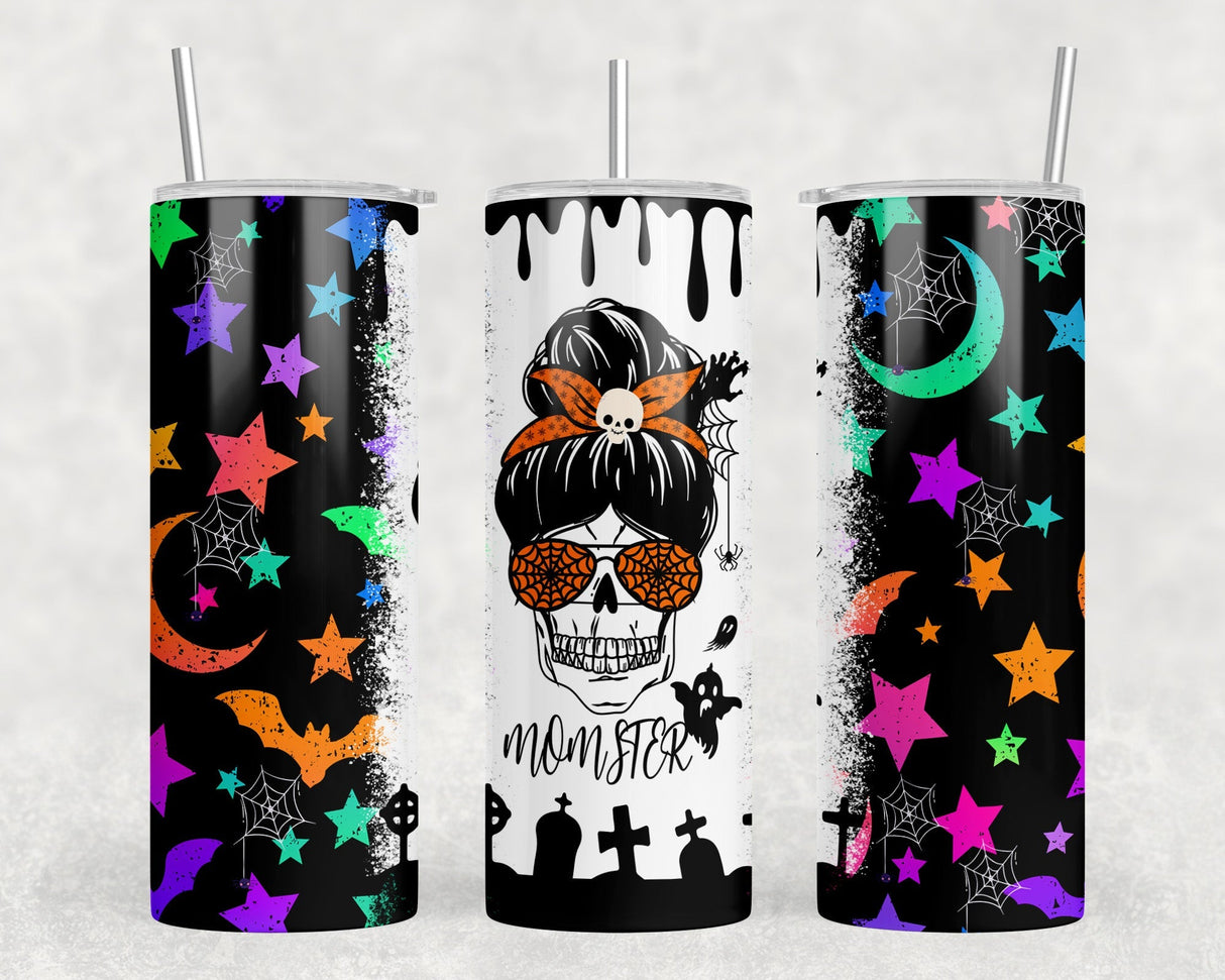 Halloween Momster - 20 oz Steel Skinny Tumbler - Optional Blue Tooth Speaker - Speaker Color will Vary by Rowdy Ridge Co