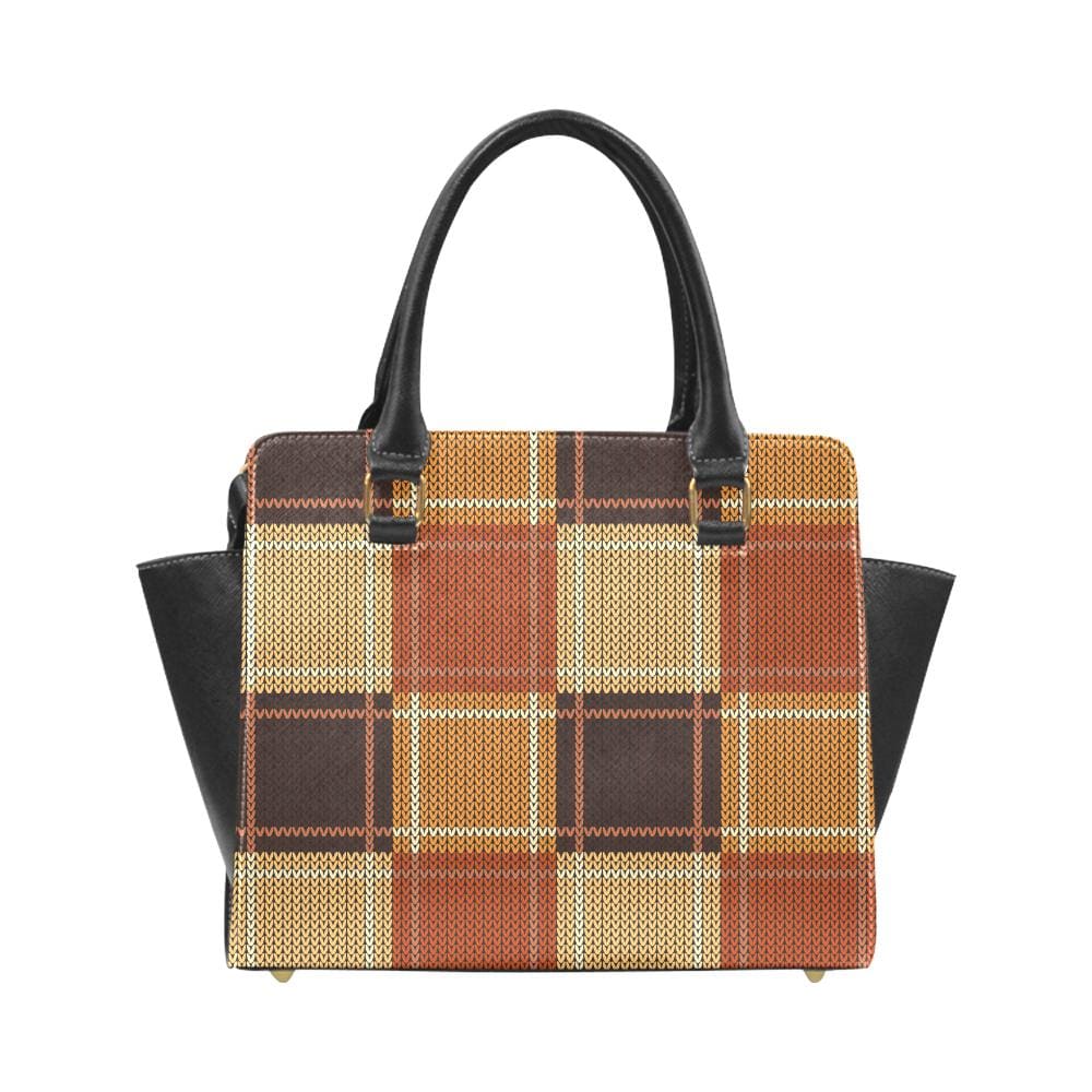 Handbags, Brown Checker Rivet Style Top-handle Bag by inQue.Style