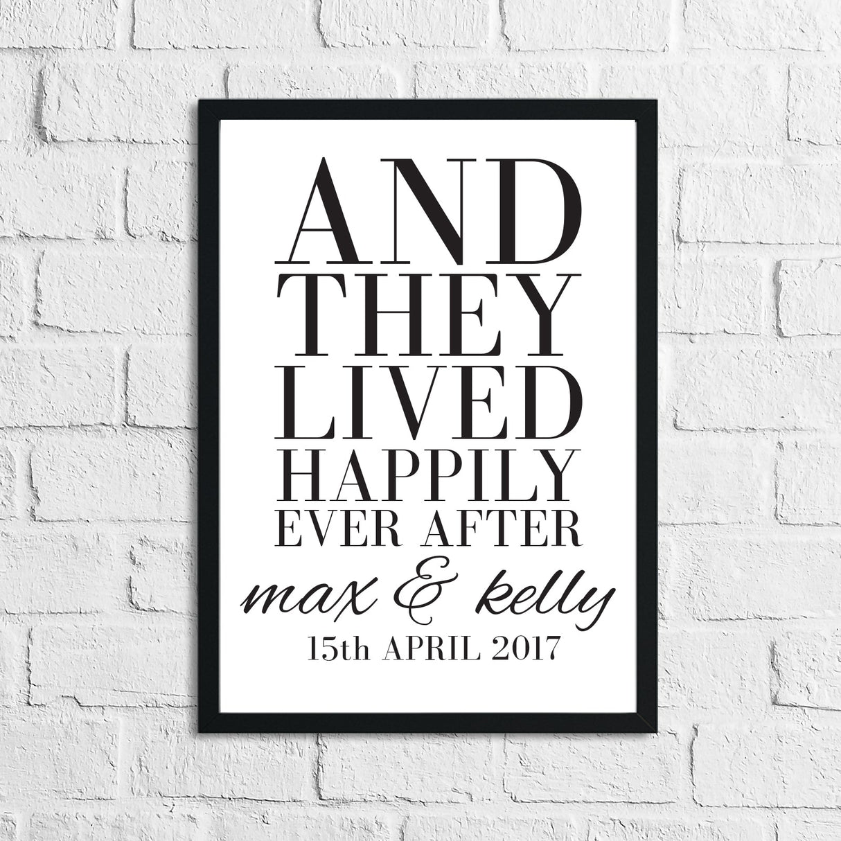 And They Lived Happily Ever After Custom Names & Date Print Home Wall Decor Print by WinsterCreations™ Official Store