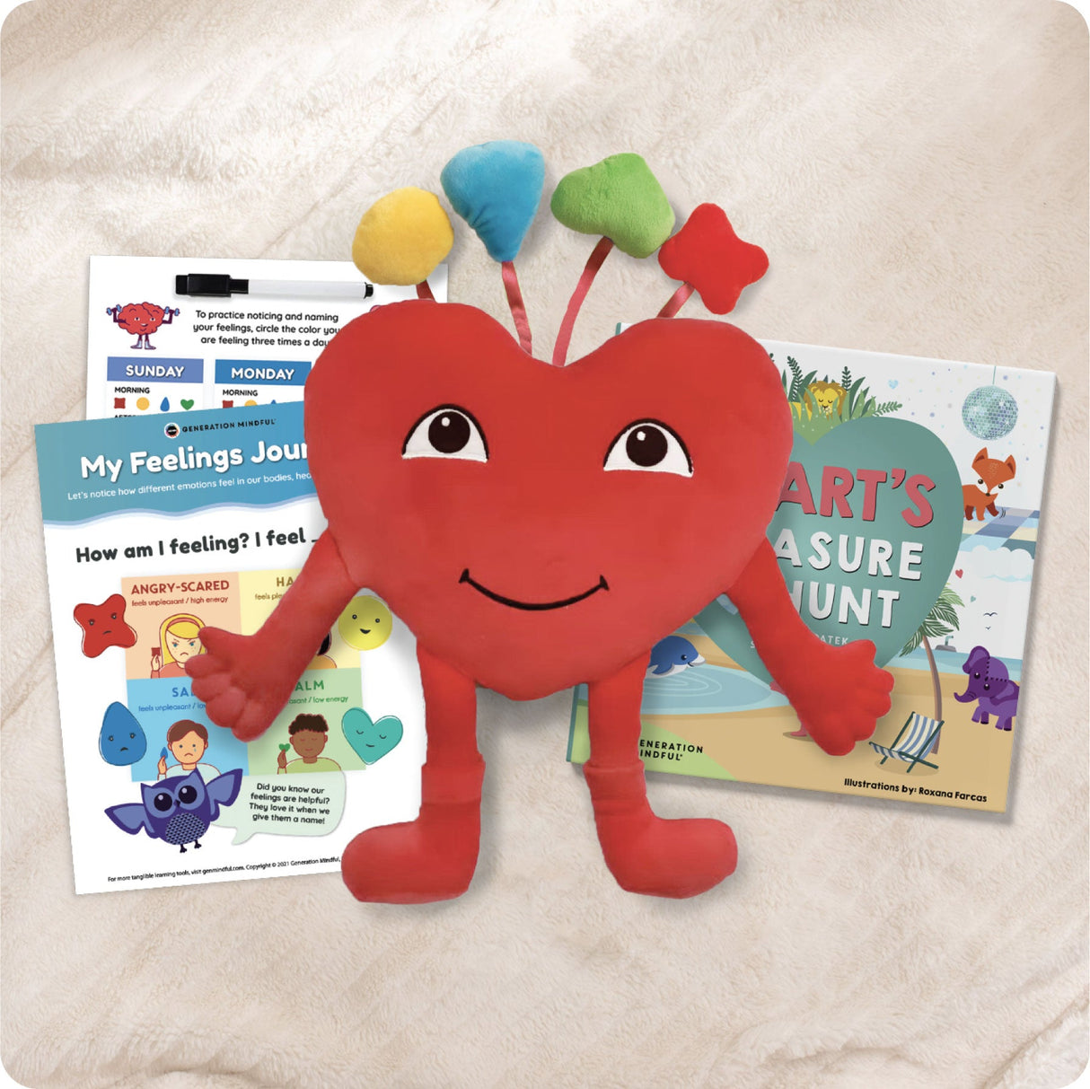 Heart SnuggleBuddies Emotions Plush & Book Bundle by Generation Mindful