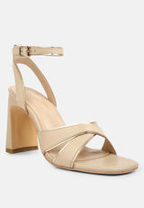 heeri metallic lined slim block heel sandals by London Rag