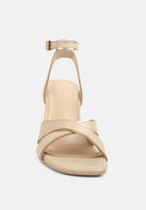 heeri metallic lined slim block heel sandals by London Rag