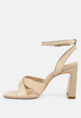 heeri metallic lined slim block heel sandals by London Rag