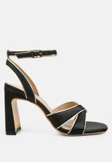 heeri metallic lined slim block heel sandals by London Rag