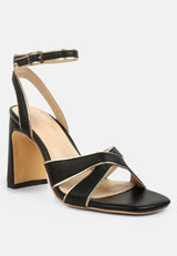 heeri metallic lined slim block heel sandals by London Rag