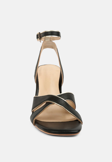 heeri metallic lined slim block heel sandals by London Rag