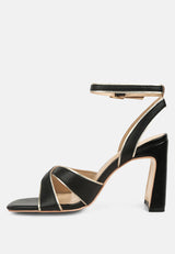 heeri metallic lined slim block heel sandals by London Rag