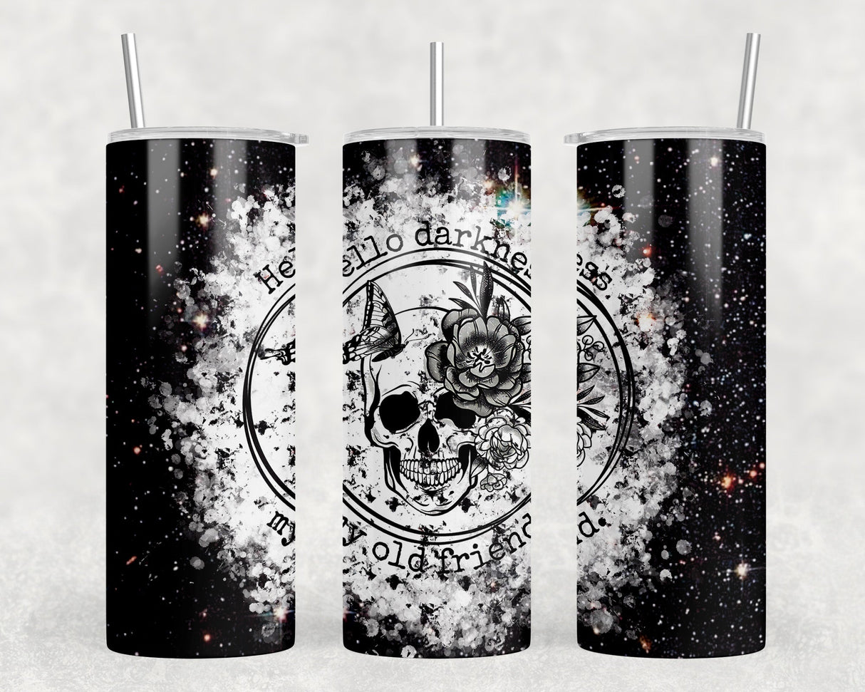 Hello Darkness My Old Friend|Skinny Tumbler|Optional Bluetooth Speaker| Speaker Color Varies by Rowdy Ridge Co