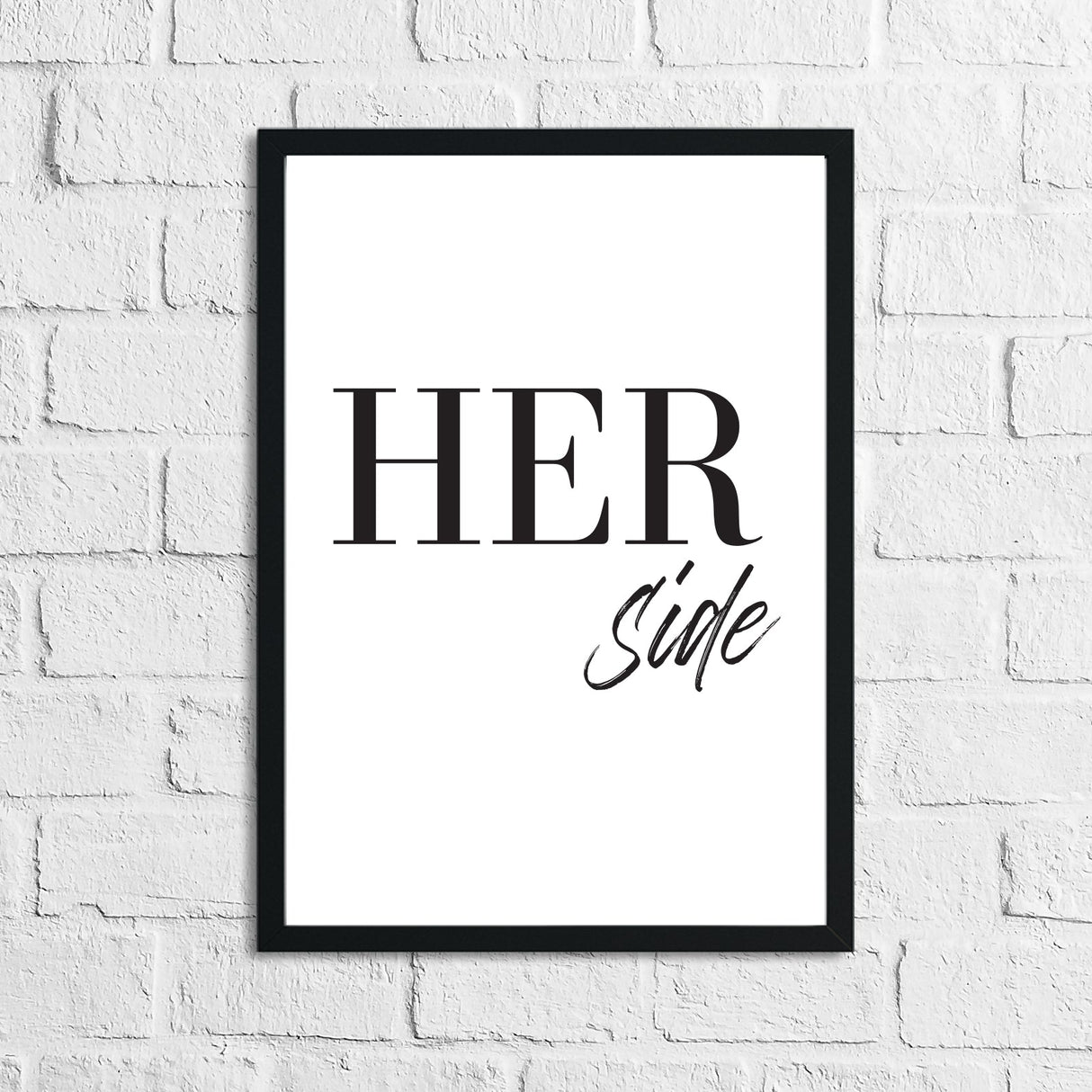 His & Hers Side Bold Couple Black Set Of 2 Bedroom Prints by WinsterCreations™ Official Store