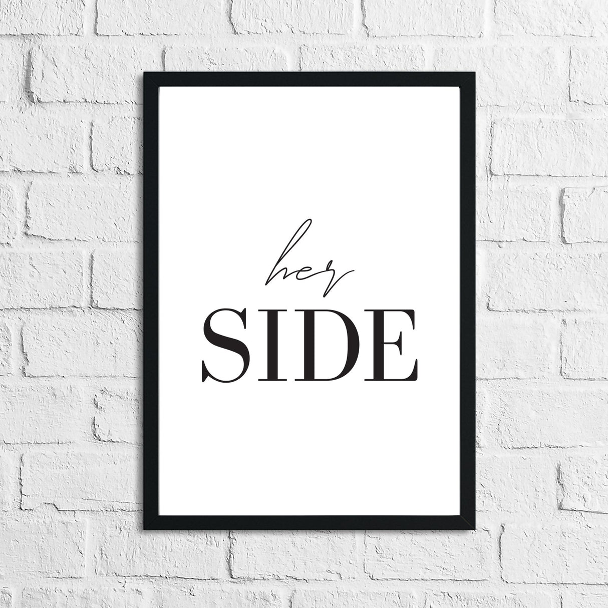 His & Hers Side 2 Couple Black Set Of 2 Bedroom Prints by WinsterCreations™ Official Store