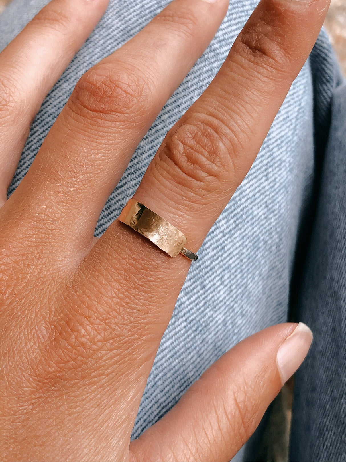 Hammered Horizontal Bar Ring by Toasted Jewelry