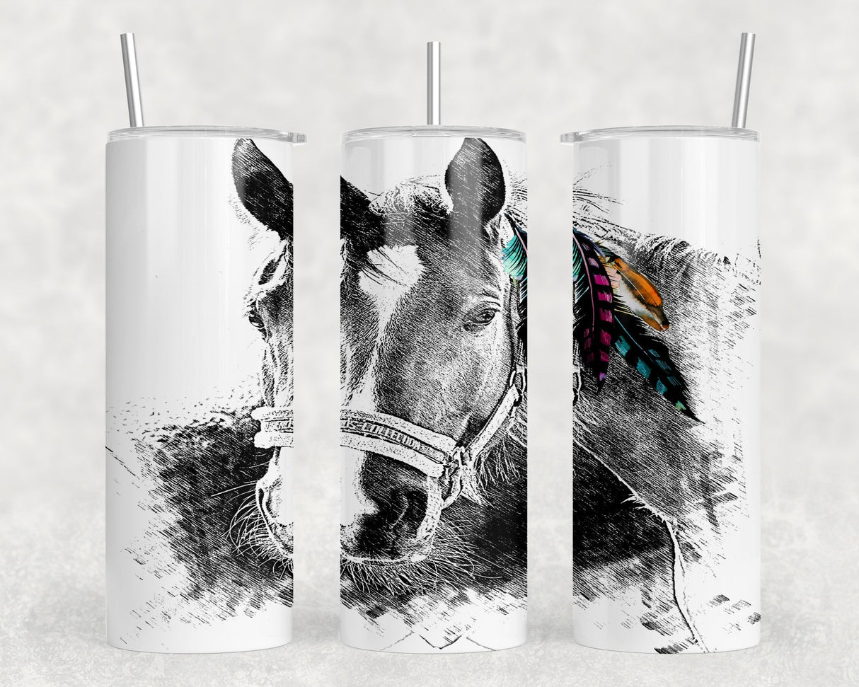 Horse|Skinny Tumbler|Optional Bluetooth Speaker| Speaker Color Varies by Rowdy Ridge Co