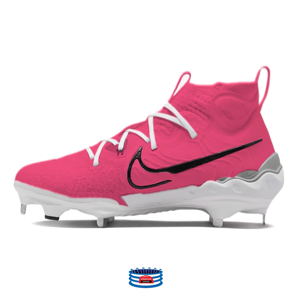 "Hot Pink" Nike Alpha Huarache NXT Baseball Cleats by Stadium Custom Kicks