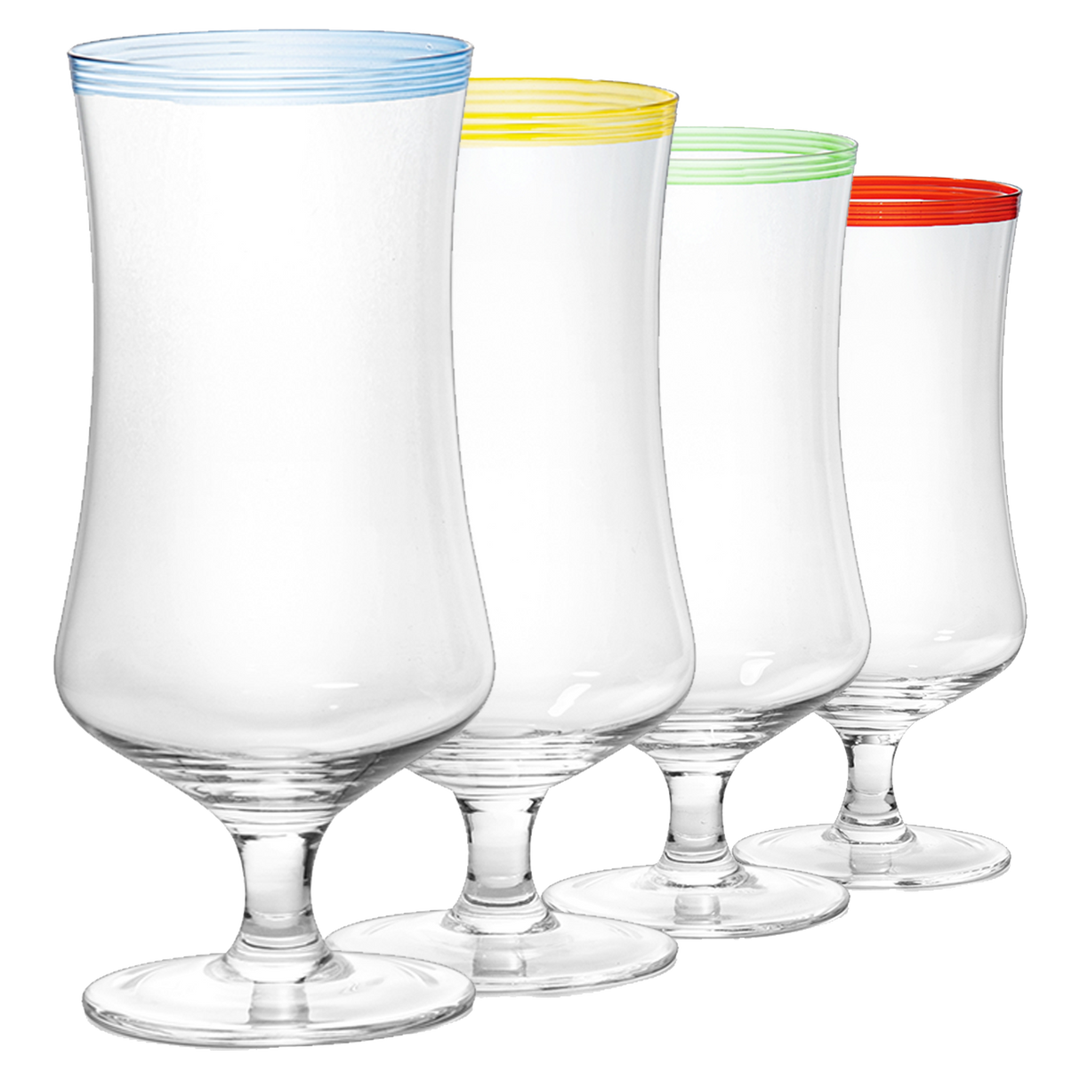 Hurricane Glasses, Large 17oz Pina Colada, Set of 4 Tropical Cocktail Tall Stemmed Crystal Glassware, Poco Grande Cups, Tulip Shaped for Bar Drinks, Daiquiri, Juice, Bloody Mary, Mai Tai, Cocktails by The Wine Savant