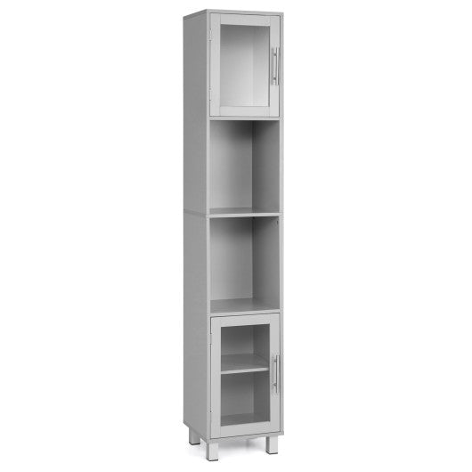 71 Inch Tall Tower Bathroom Storage Cabinet and Organizer Display Shelves for Bedroom-Gray