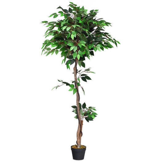 5.5 Feet Artificial Ficus Silk Tree with Wood Trunks